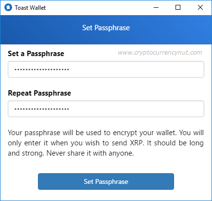 ripple wallet set passphrase